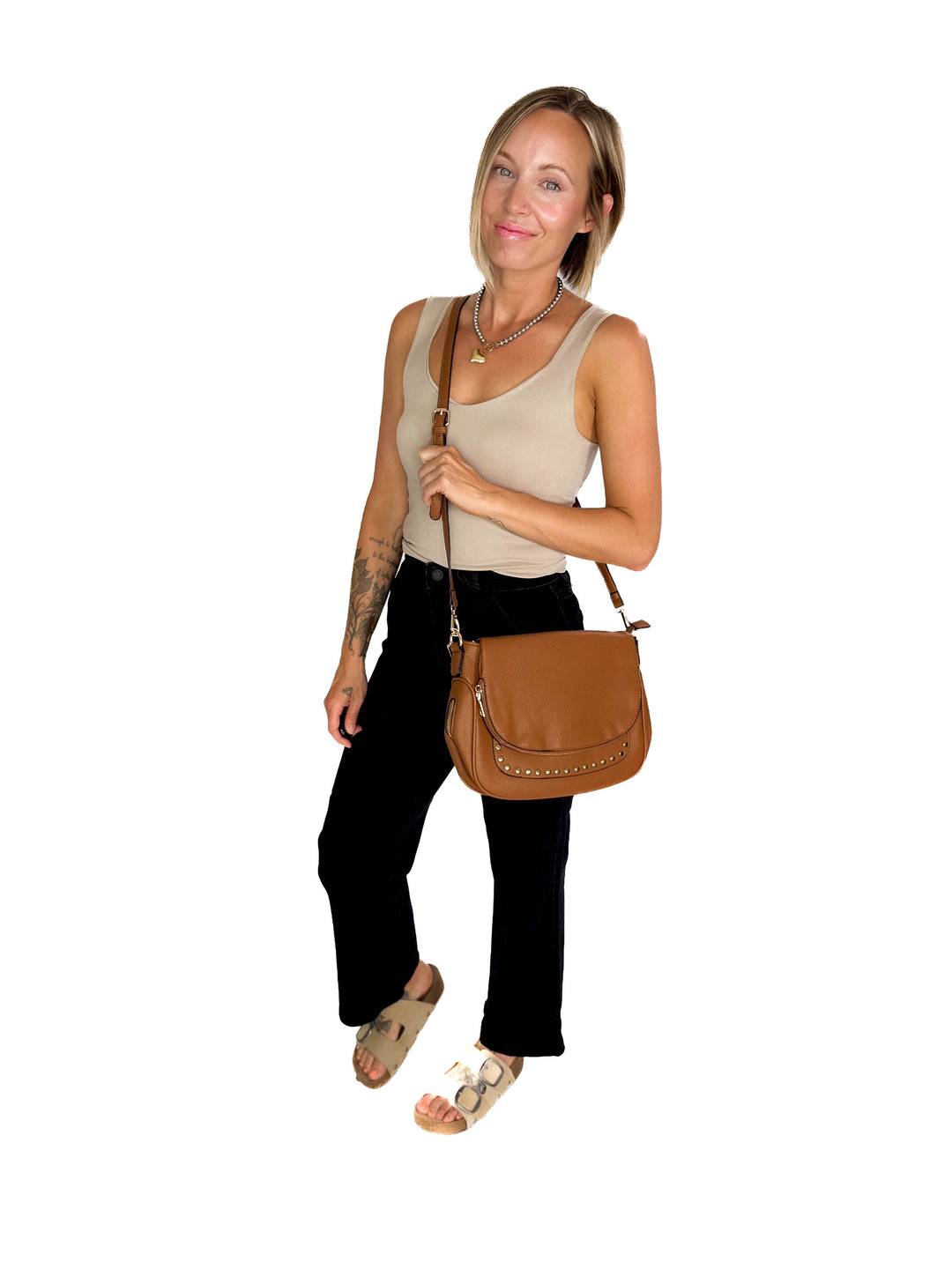 Monet Crossbody Messenger Bag- BROWN-FINAL SALE