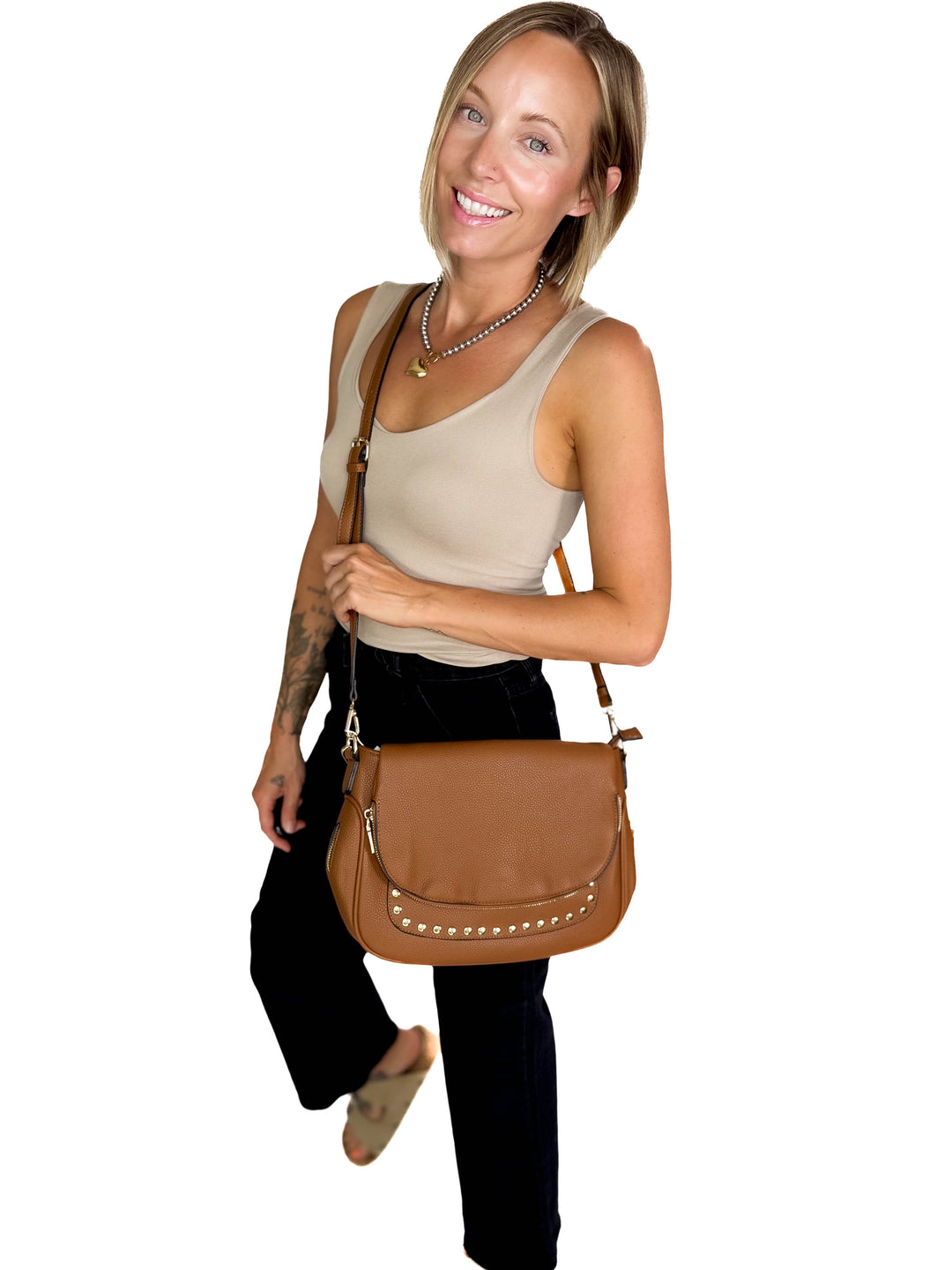 Monet Crossbody Messenger Bag- BROWN-FINAL SALE