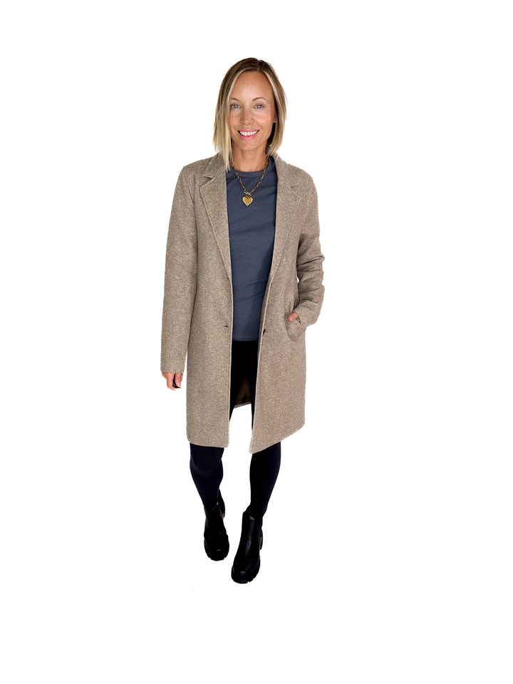 ONLY Carrie Long Coat- WALNUT MELANGE-FINAL SALE