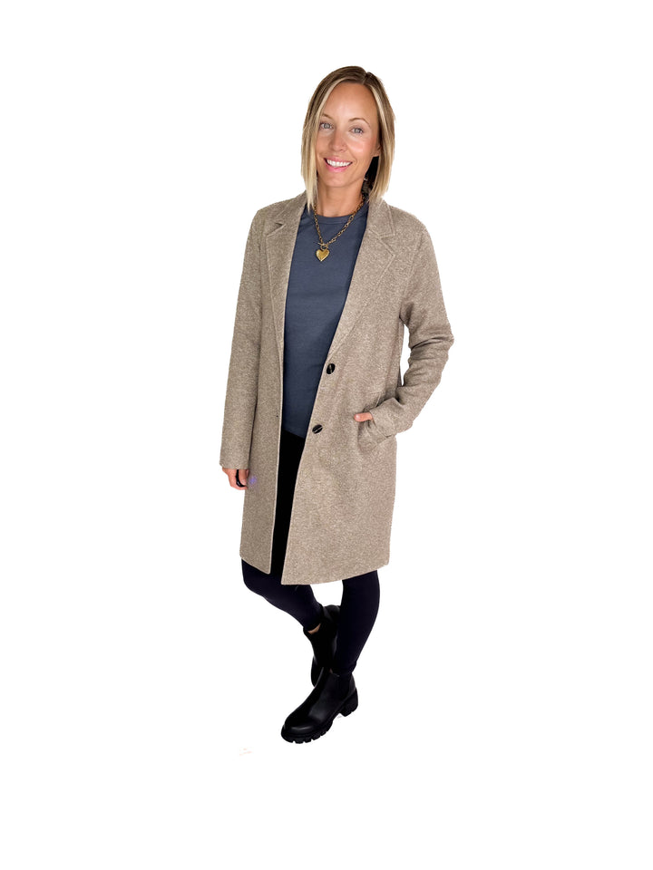 ONLY Carrie Long Coat- WALNUT MELANGE-FINAL SALE
