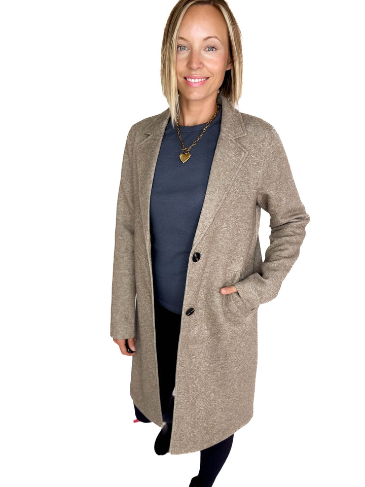 ONLY Carrie Long Coat- WALNUT MELANGE-FINAL SALE