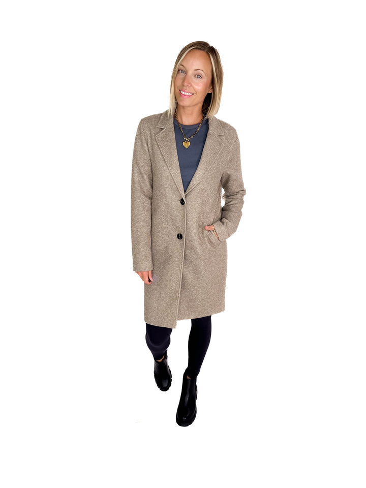 ONLY Carrie Long Coat- WALNUT MELANGE-FINAL SALE
