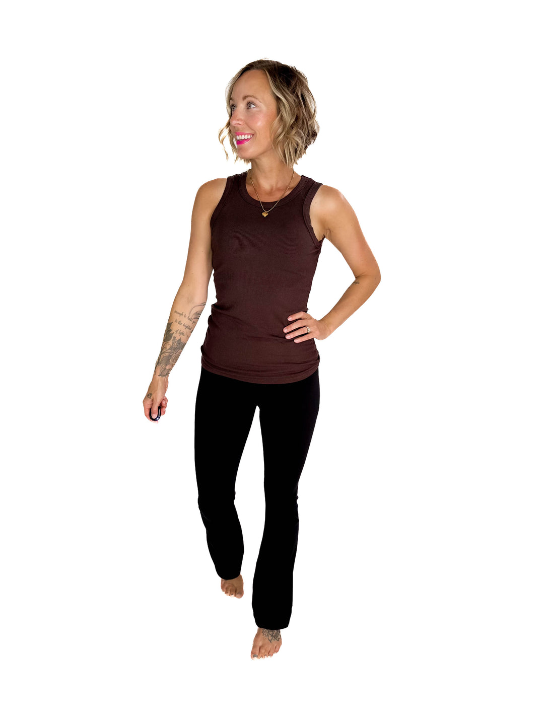 MONO B Kyrie Essential Ribbed Tank- ESPRESSO