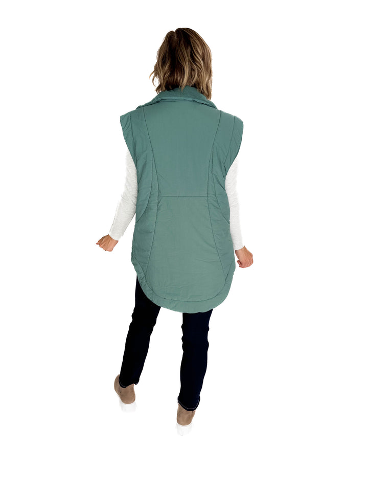 MONO B Summit Fleece Lined Vest- SILKY PINE-FINAL SALE