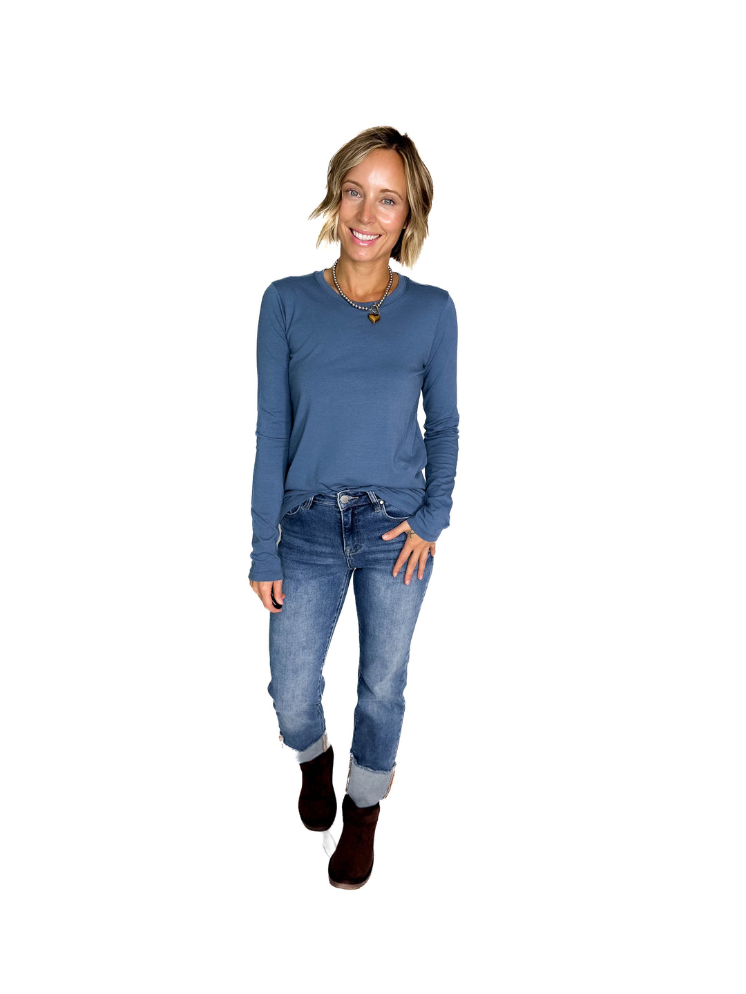 Not Your Basic Cotton Long Sleeve- DUSTY BLUE