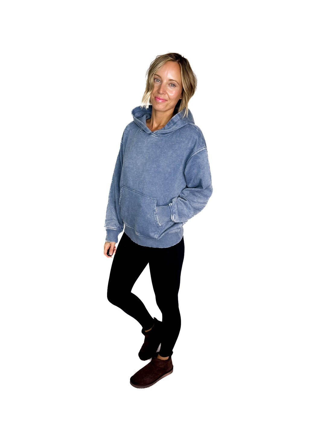 Sweater Weather Washed Hoodie- DUSTY BLUE