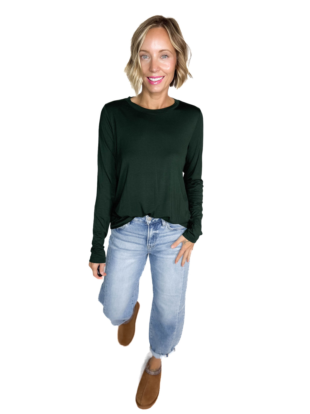 Natalie Modal Long Sleeve Top- REGENCY GREEN