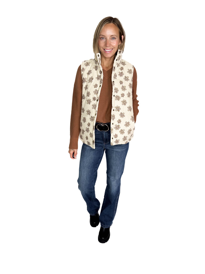 Noah Florah Padded Vest- ECRU