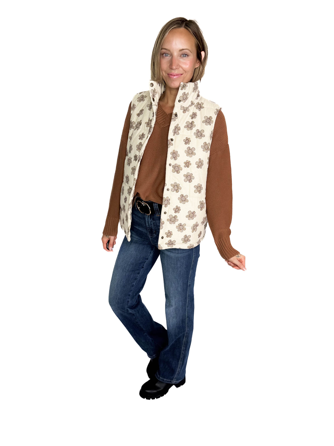 Noah Florah Padded Vest- ECRU