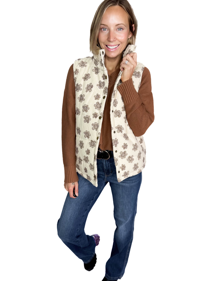 Noah Florah Padded Vest- ECRU