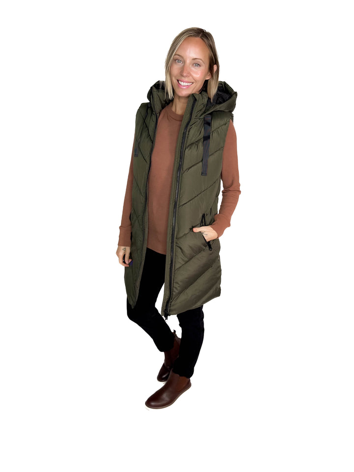 ONLY Skylar Hooded Vest- FOREST NIGHT