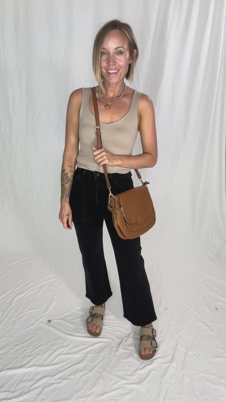 Monet Crossbody Messenger Bag- BROWN-FINAL SALE
