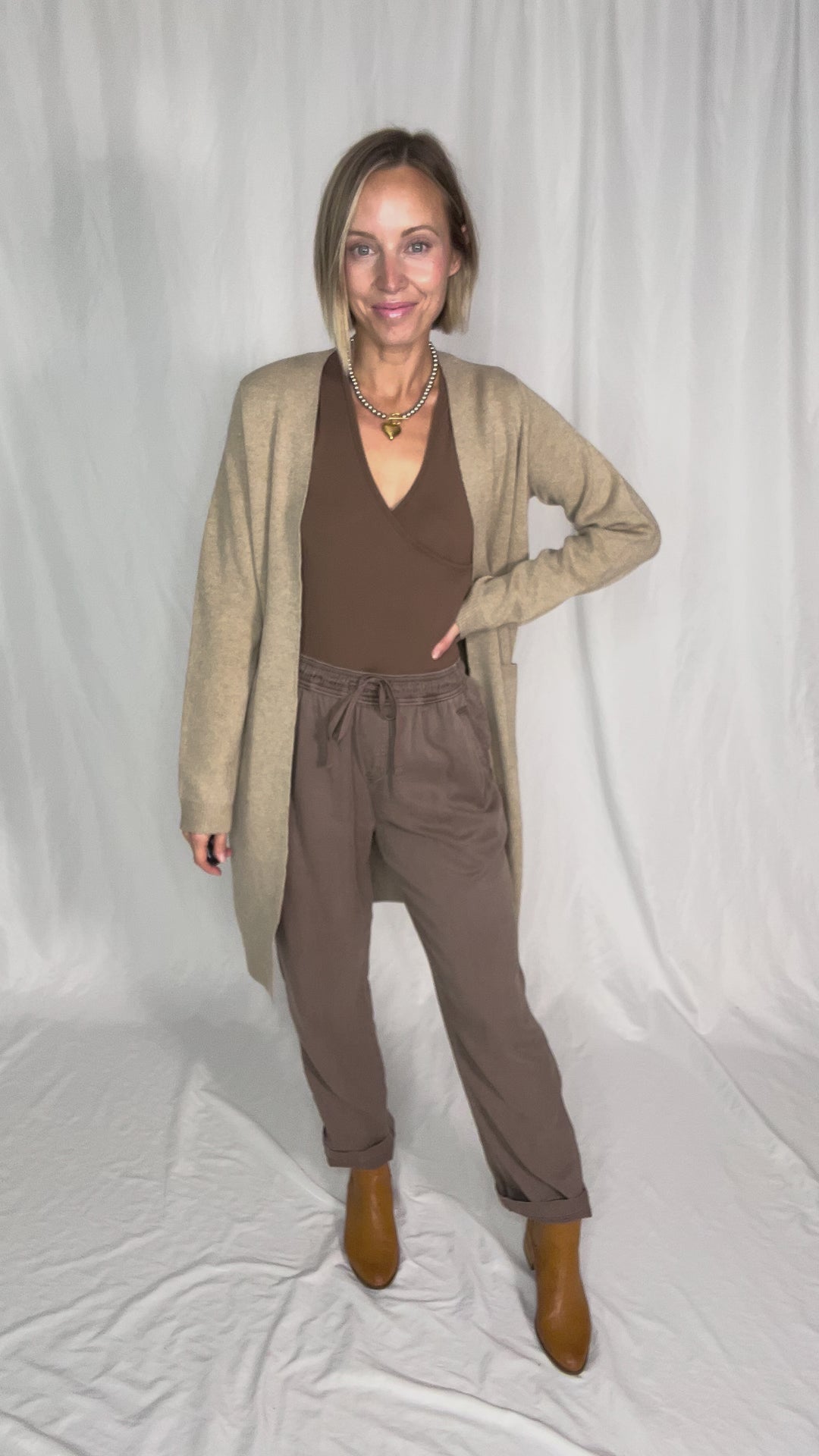 Nicole Surplice Long Sleeve Bodysuit- CHESTNUT-FINAL SALE
