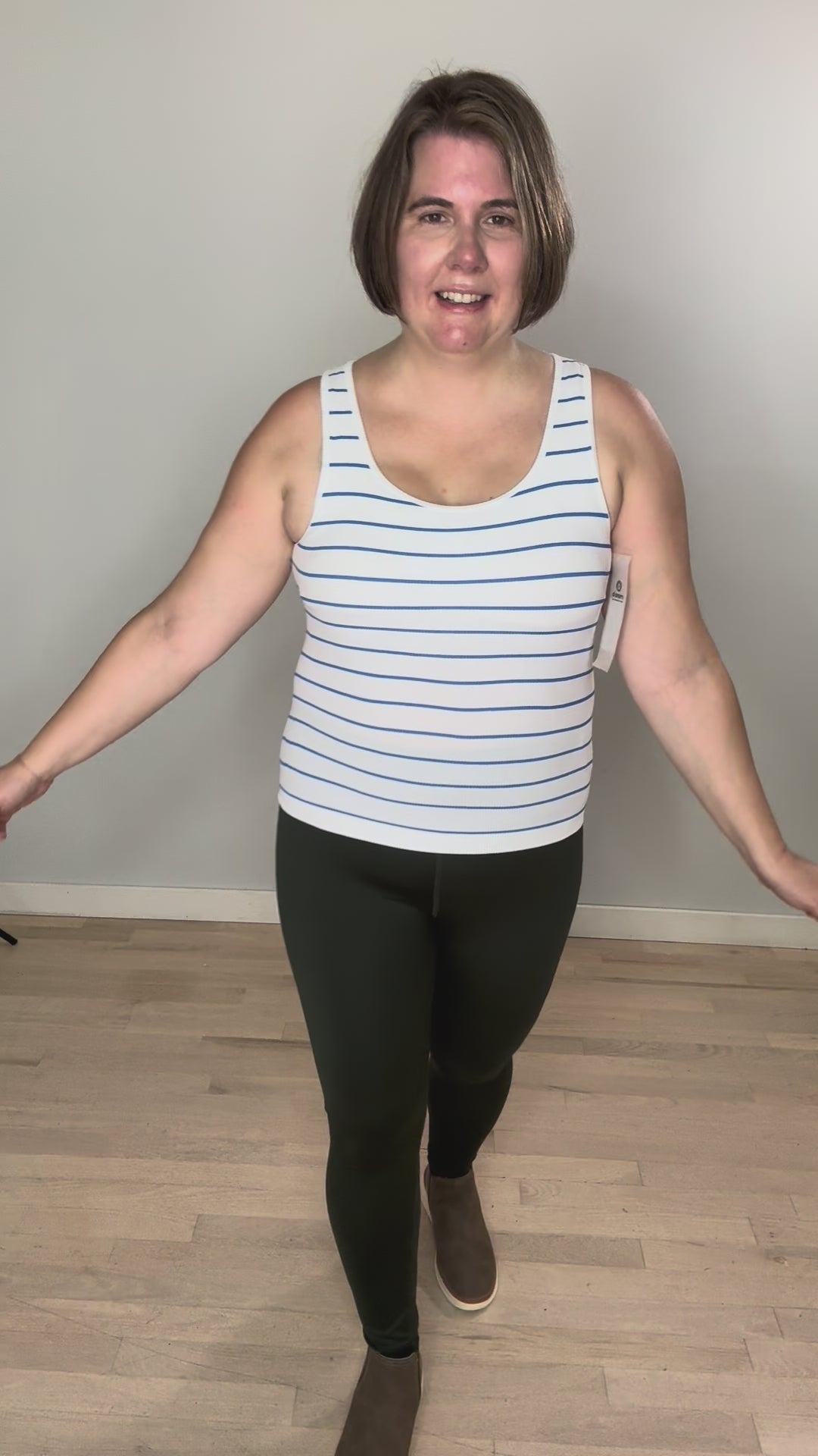 MONO B Kalista Tank Top- WHITE/NAVY-FINAL SALE