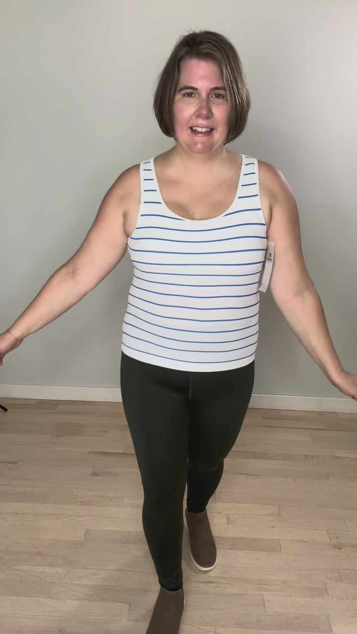MONO B Kalista Tank Top- WHITE/NAVY-FINAL SALE