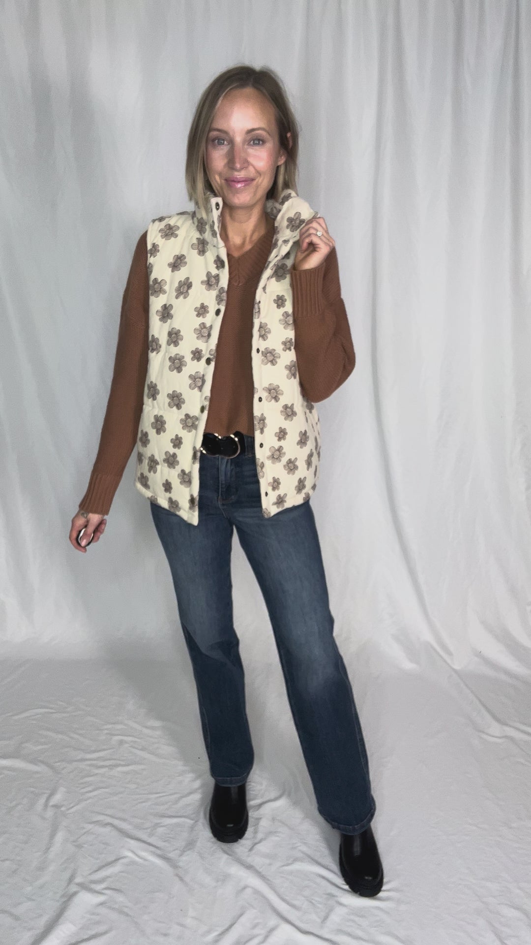 Noah Florah Padded Vest- ECRU