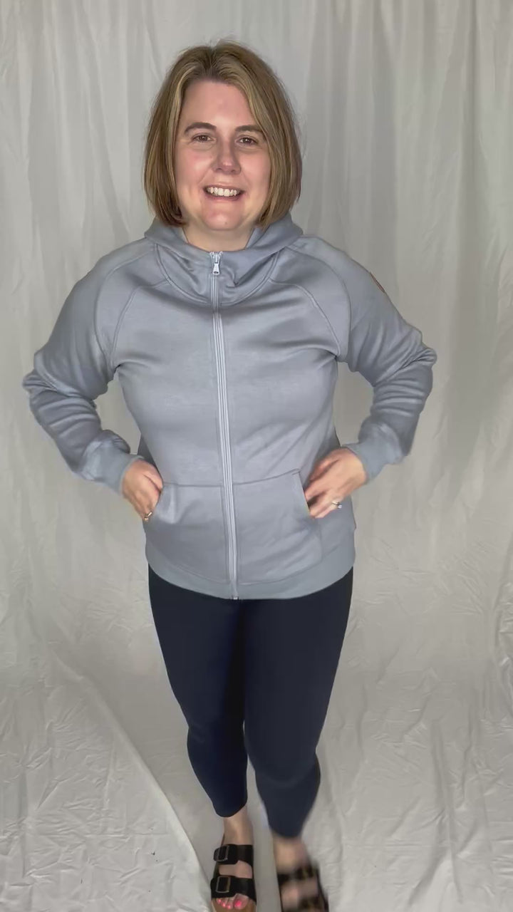 MICHELLE MAE Darcee Scuba Full Zip- DUSTY BLUE-FINAL SALE