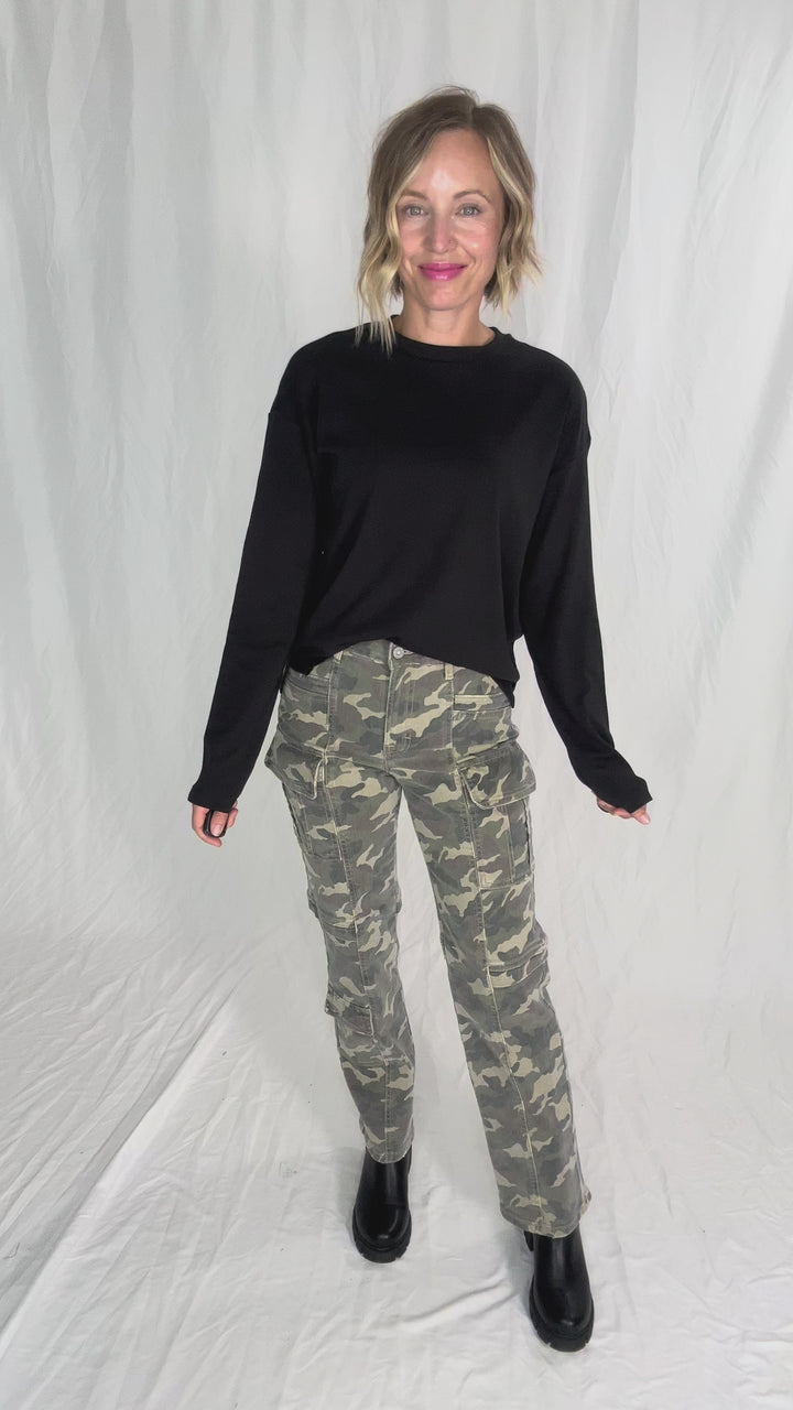 NOISY MAY Organic Cotton Marca Long Sleeve- BLACK-FINAL SALE