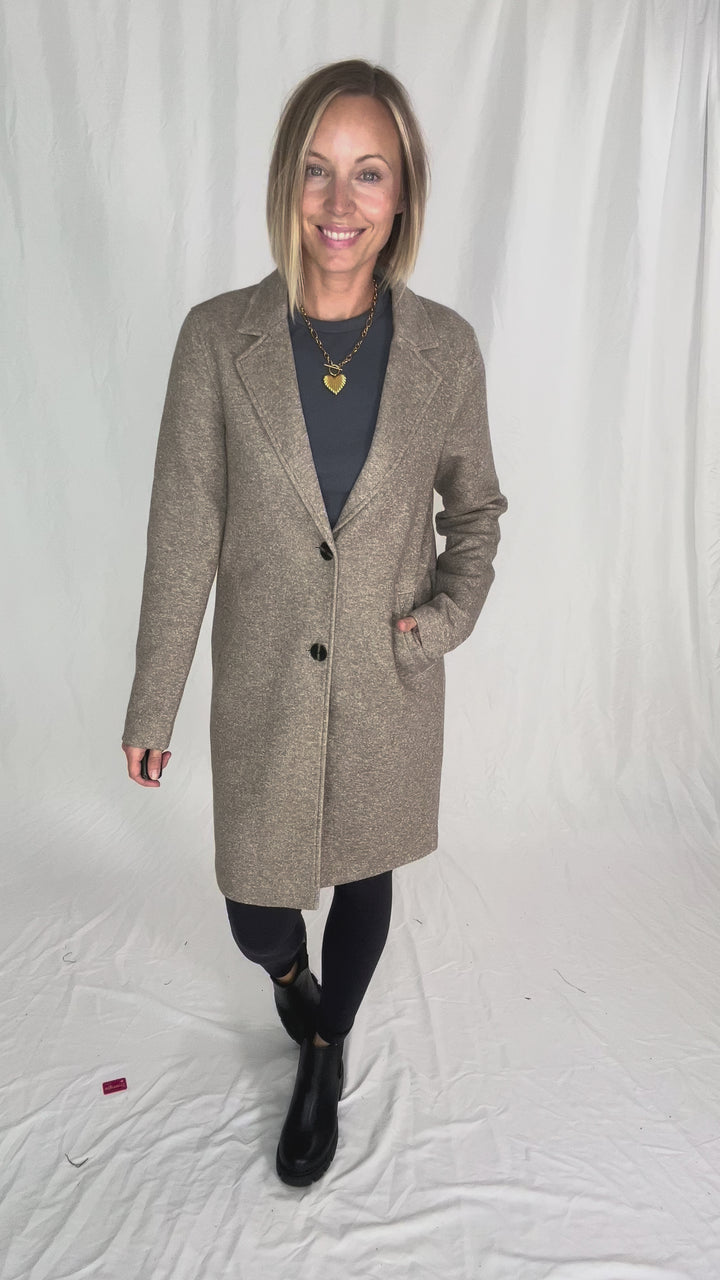 ONLY Carrie Long Coat- WALNUT MELANGE-FINAL SALE