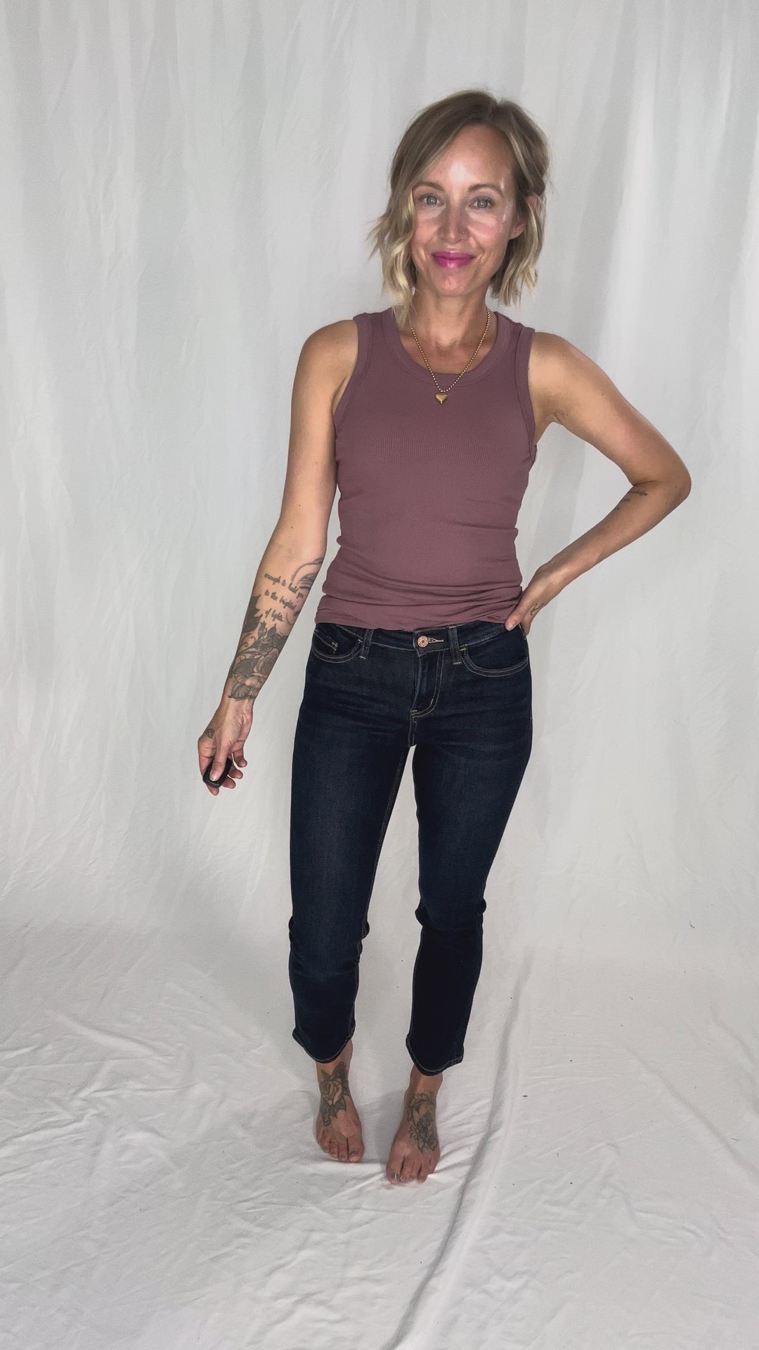 MONO B Kyrie Essential Ribbed Tank- ROSE TAUPE