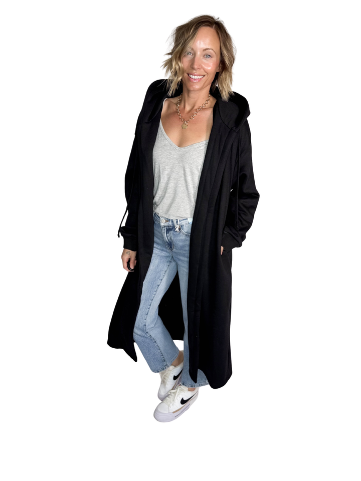 Opalite Sweatshirt Cardigan- BLACK