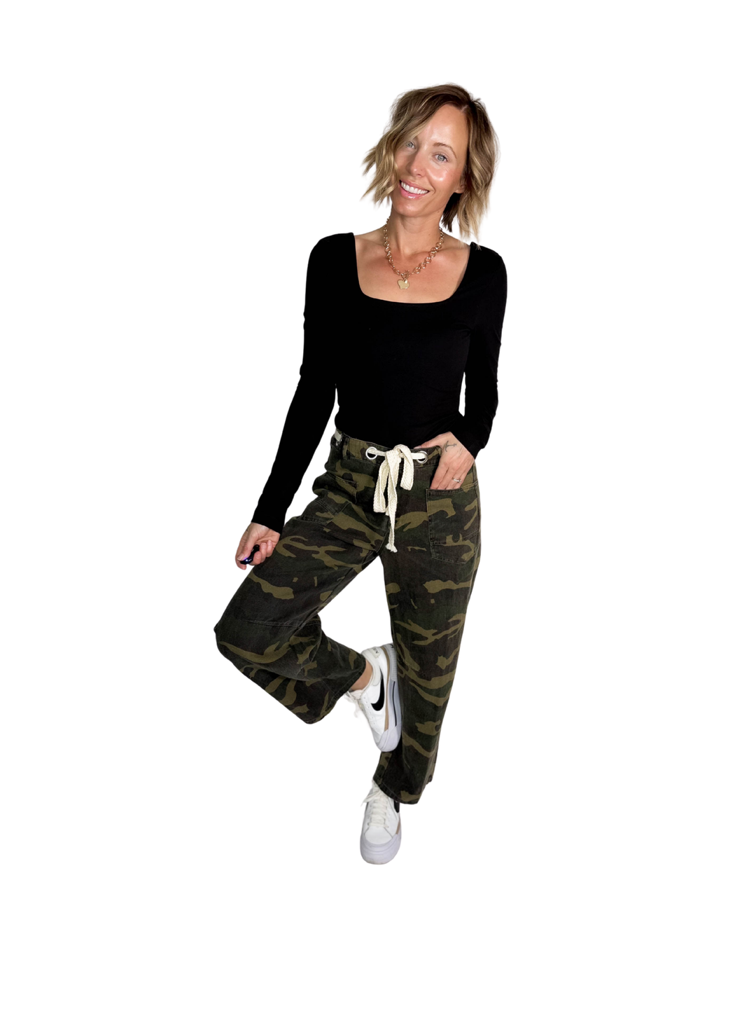 Jeremy Camo Relaxed Fit Rope String Pants- CAMO