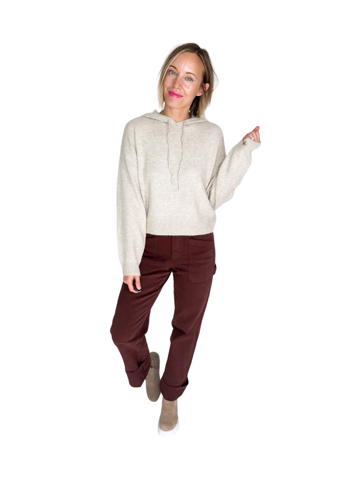 ONLY Rue Knit Hooded Sweater- CHATEAU GRAY