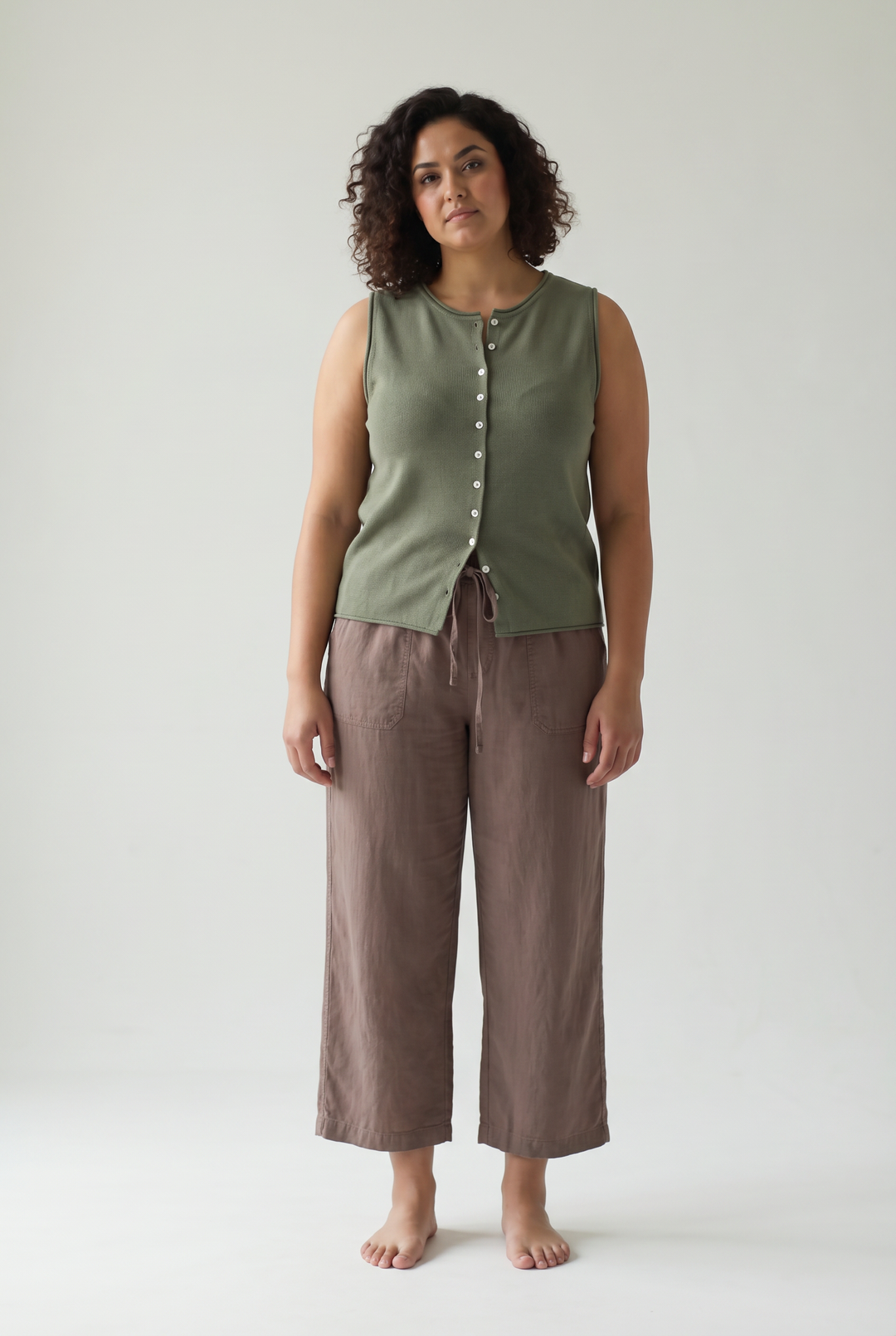 Azure Button Up Knit Top- SPRUCE