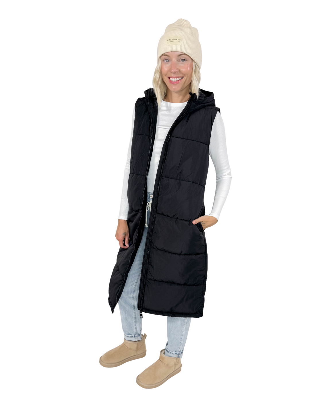 ONLY Jackson Long Puffer Vest- BLACK
