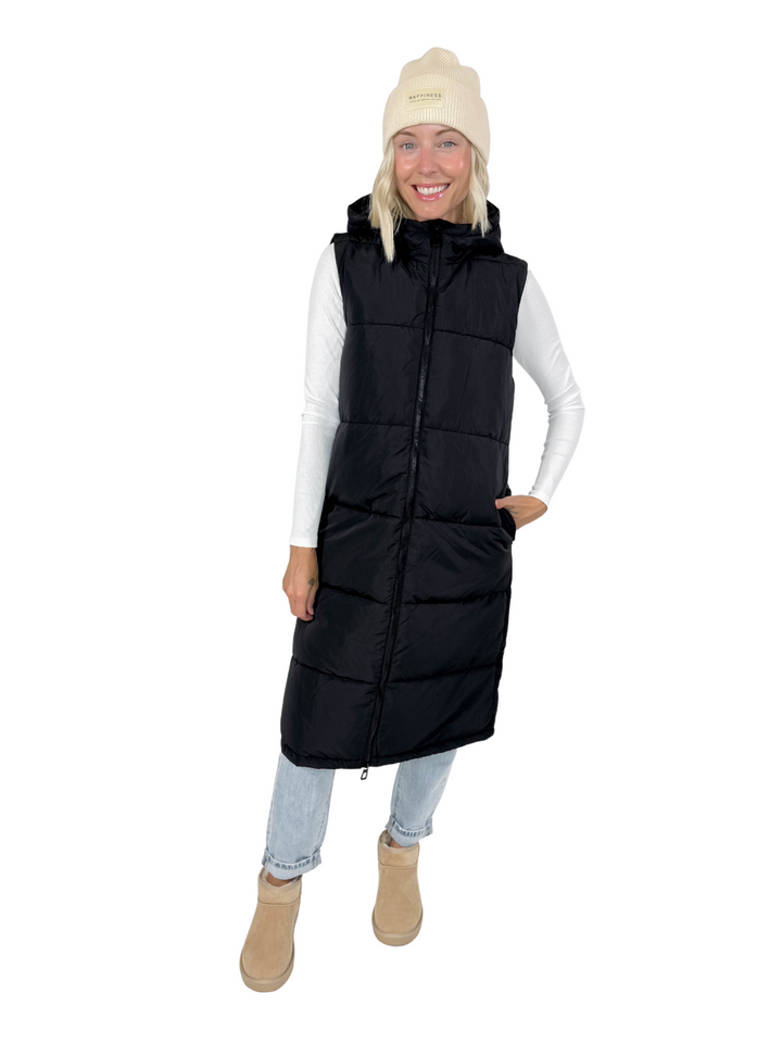 ONLY Jackson Long Puffer Vest- BLACK