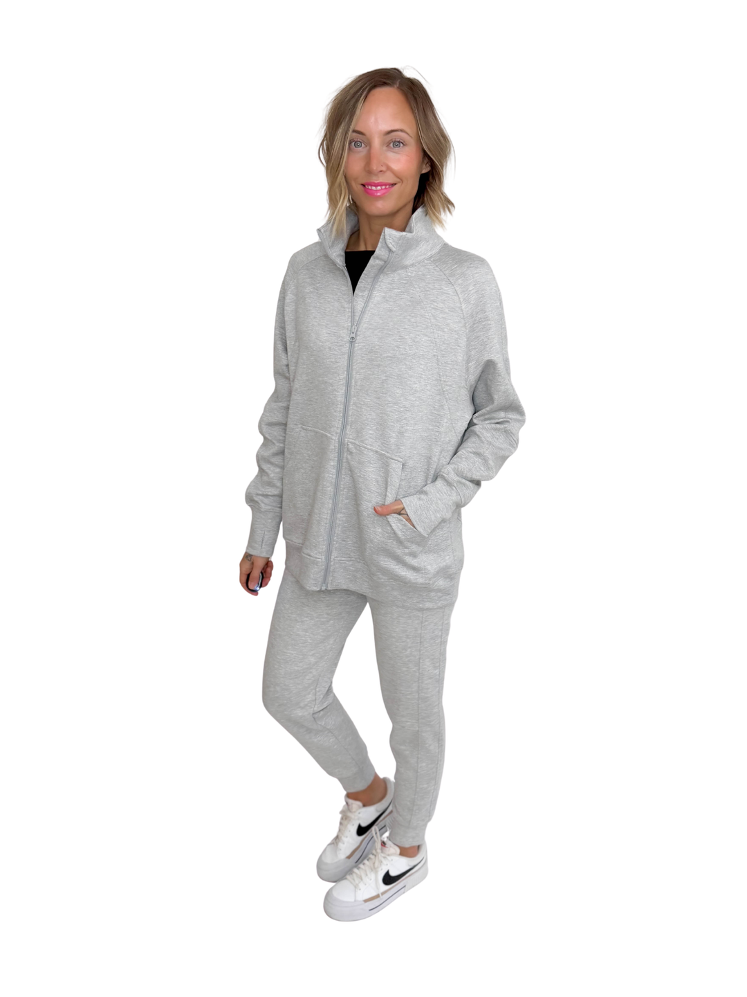 Christie Soft Scuba Full Zip- HEATHER GREY