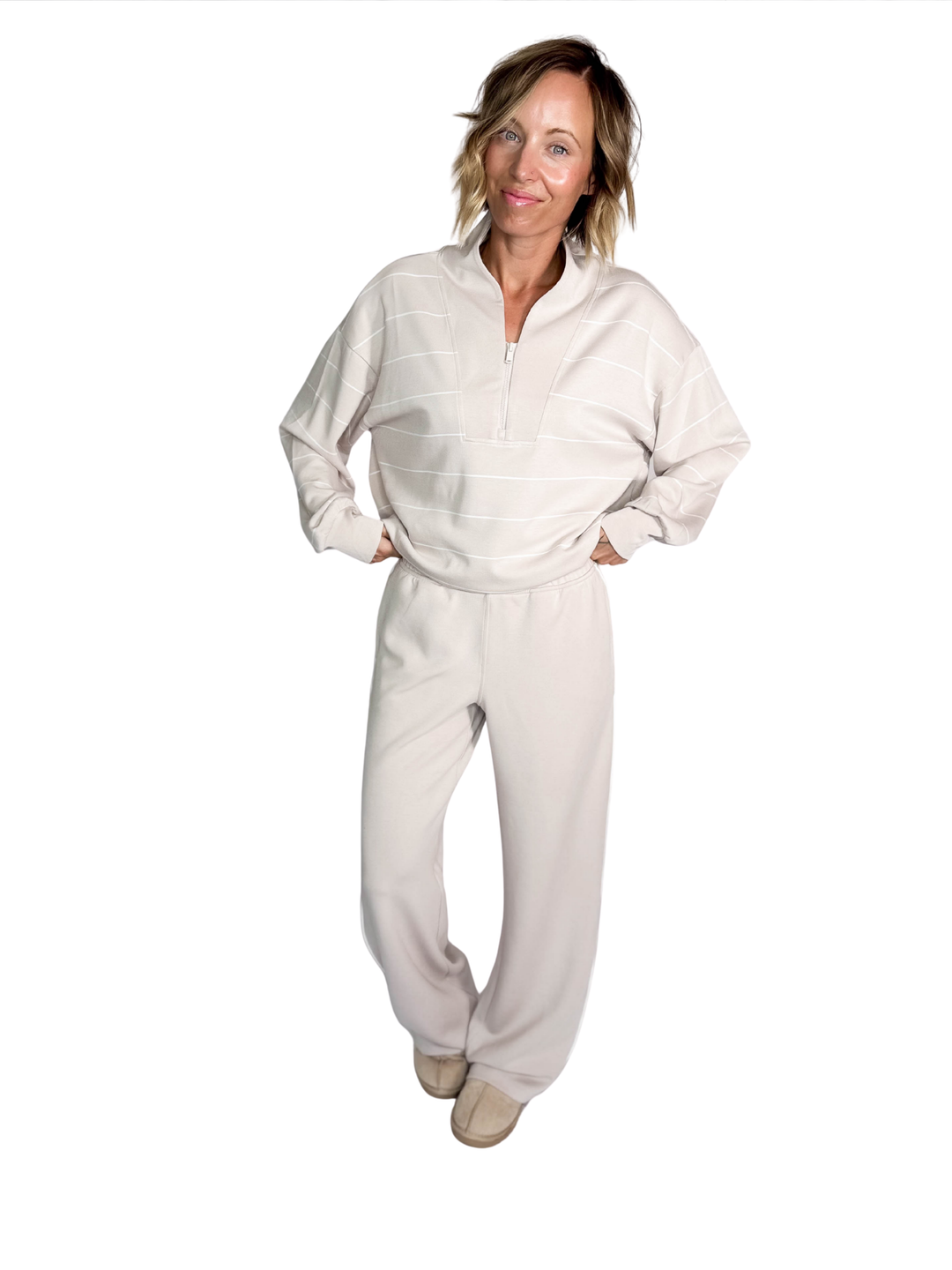 Nancy Modal Straight Leg Pant- MOCHA CREAM/CREAM