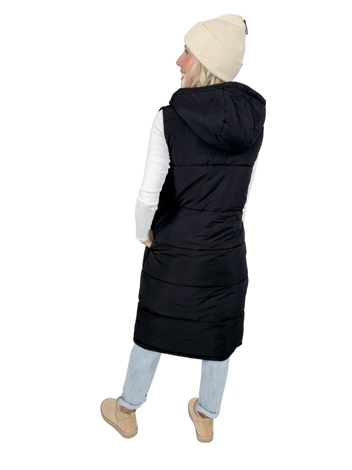ONLY Jackson Long Puffer Vest- BLACK