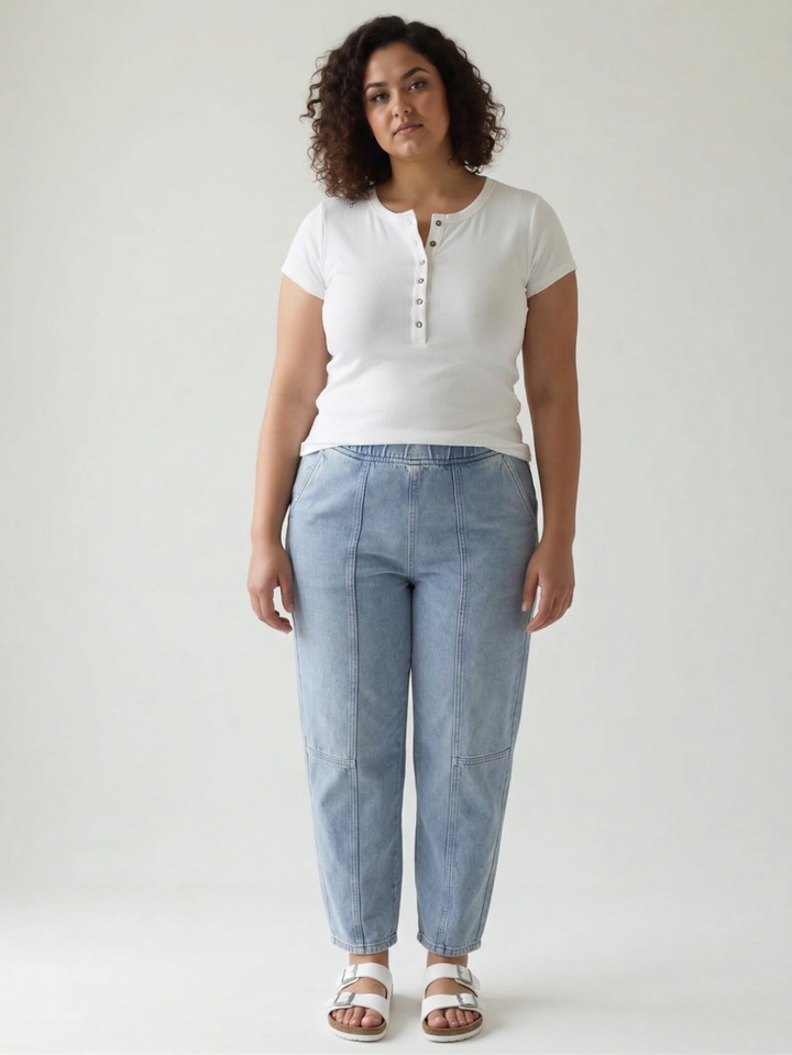 Candice Acid Wash Barrel Joggers- LIGHT BLUE