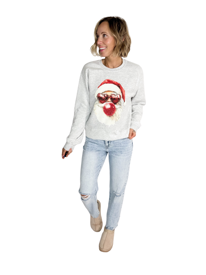 Bubblegum Santa Crewneck- ASH GREY