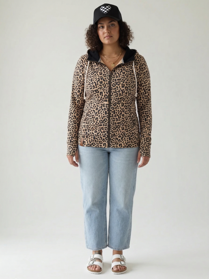 AMPERSAND AVE Full Zip- WILD LEOPARD