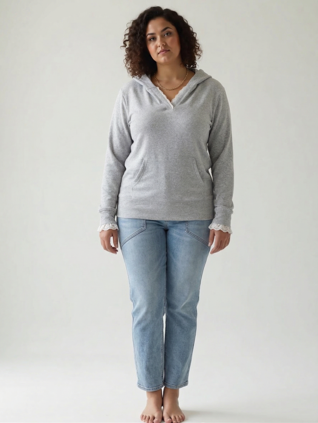 AMPERSAND AVE Henley Hoodie- SKYLINE LACE