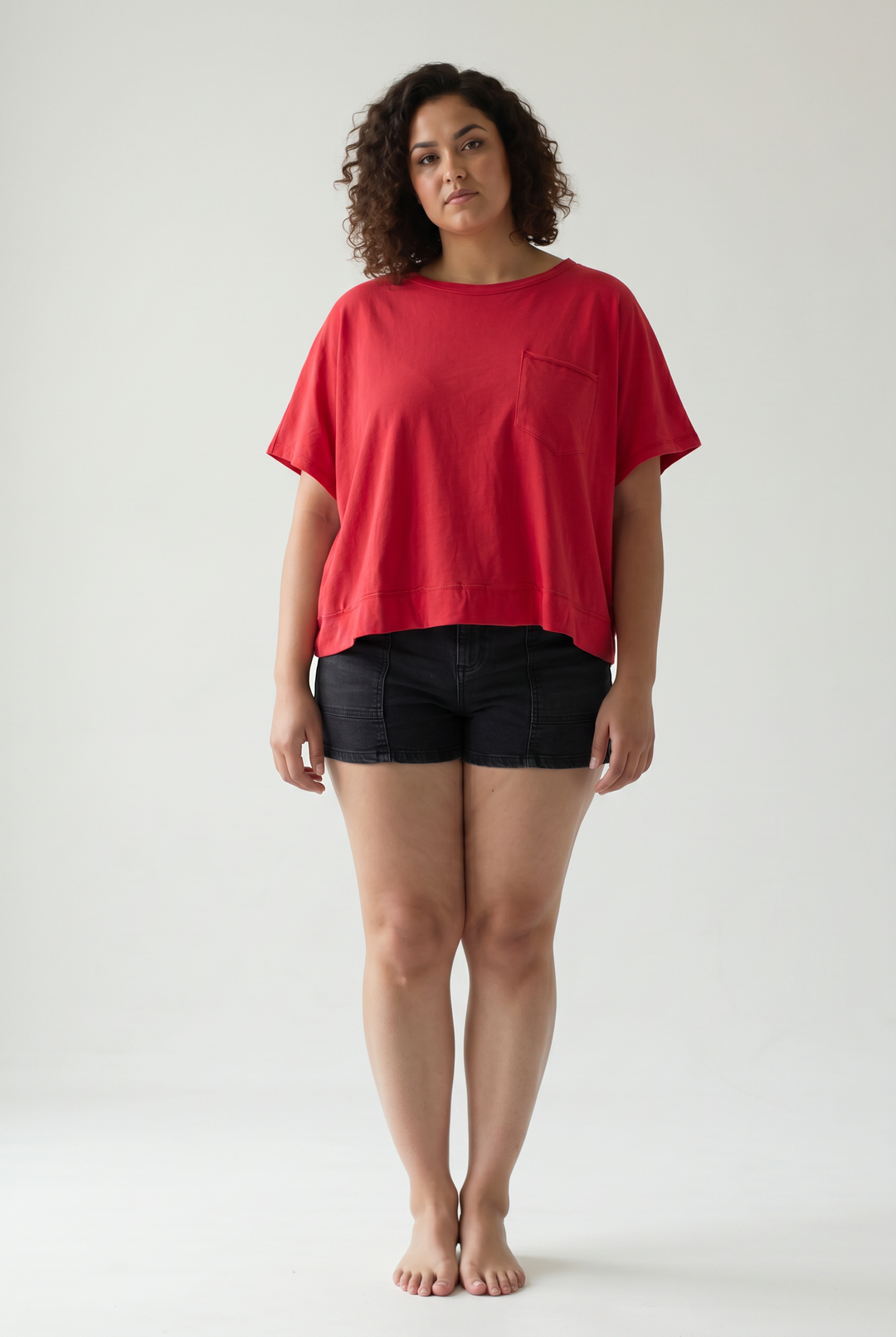 Rylyn Boxy Cotton Tee- RUBY