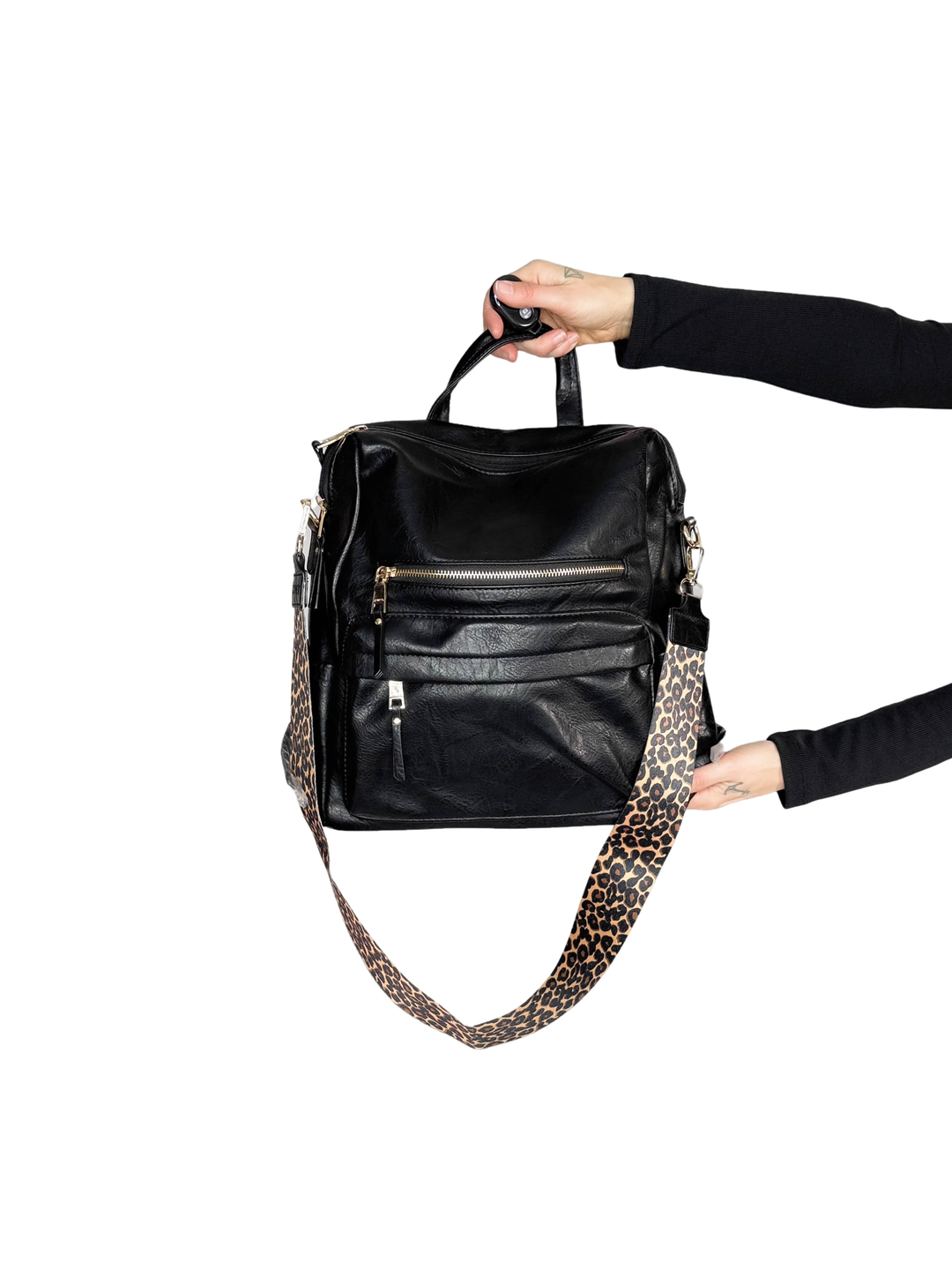 Amelia Convertible Backpack- BLACK