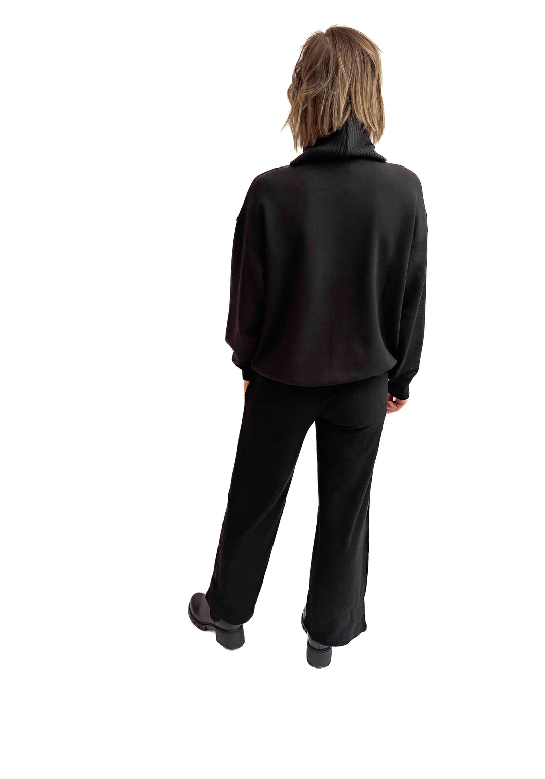 Lemmy Modal Ribbed Turtle Neck Pullover- BLACK