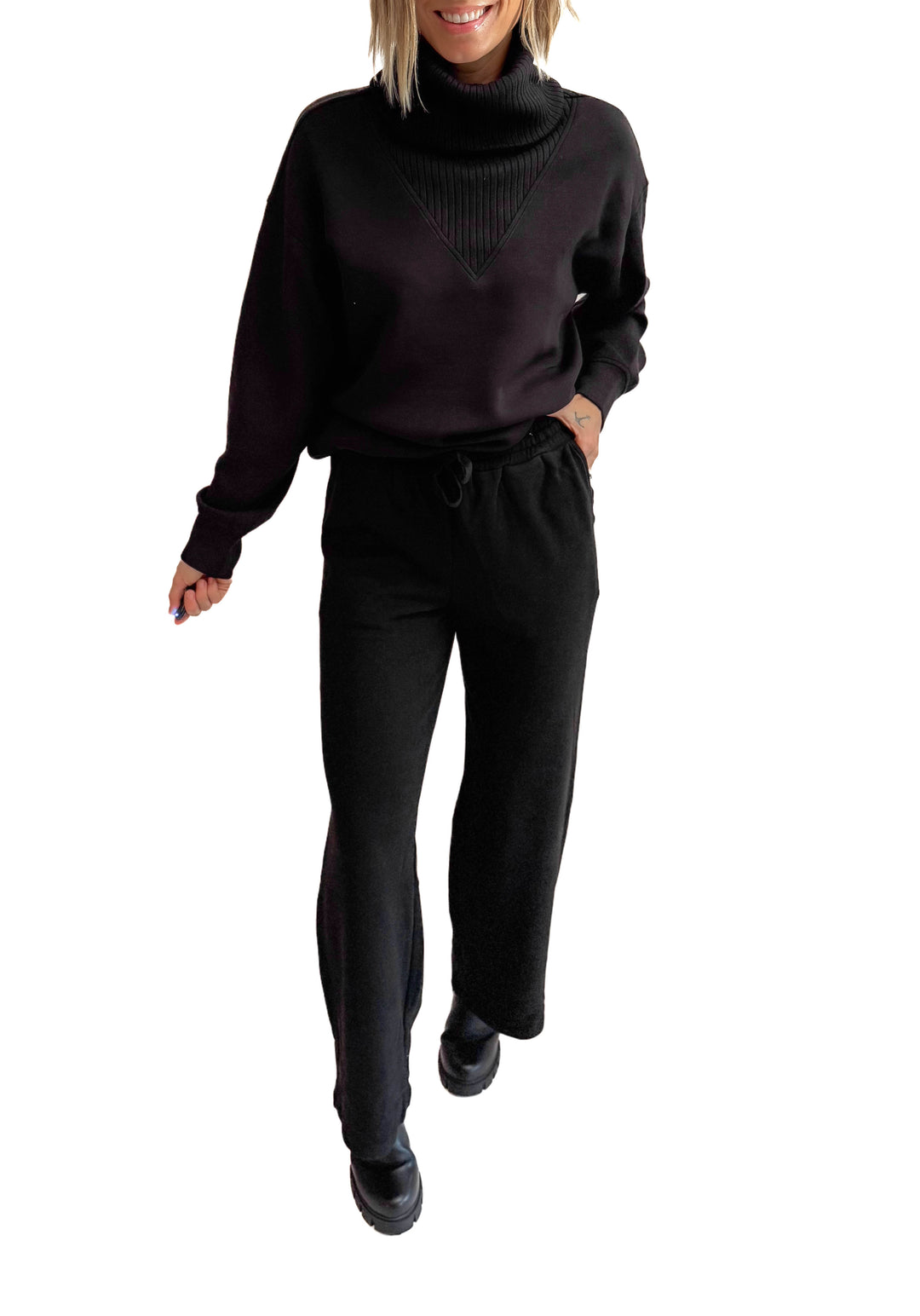 Lemmy Modal Cropped Wide Leg Pant- BLACK