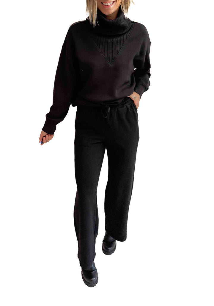 Lemmy Modal Cropped Wide Leg Pant- BLACK