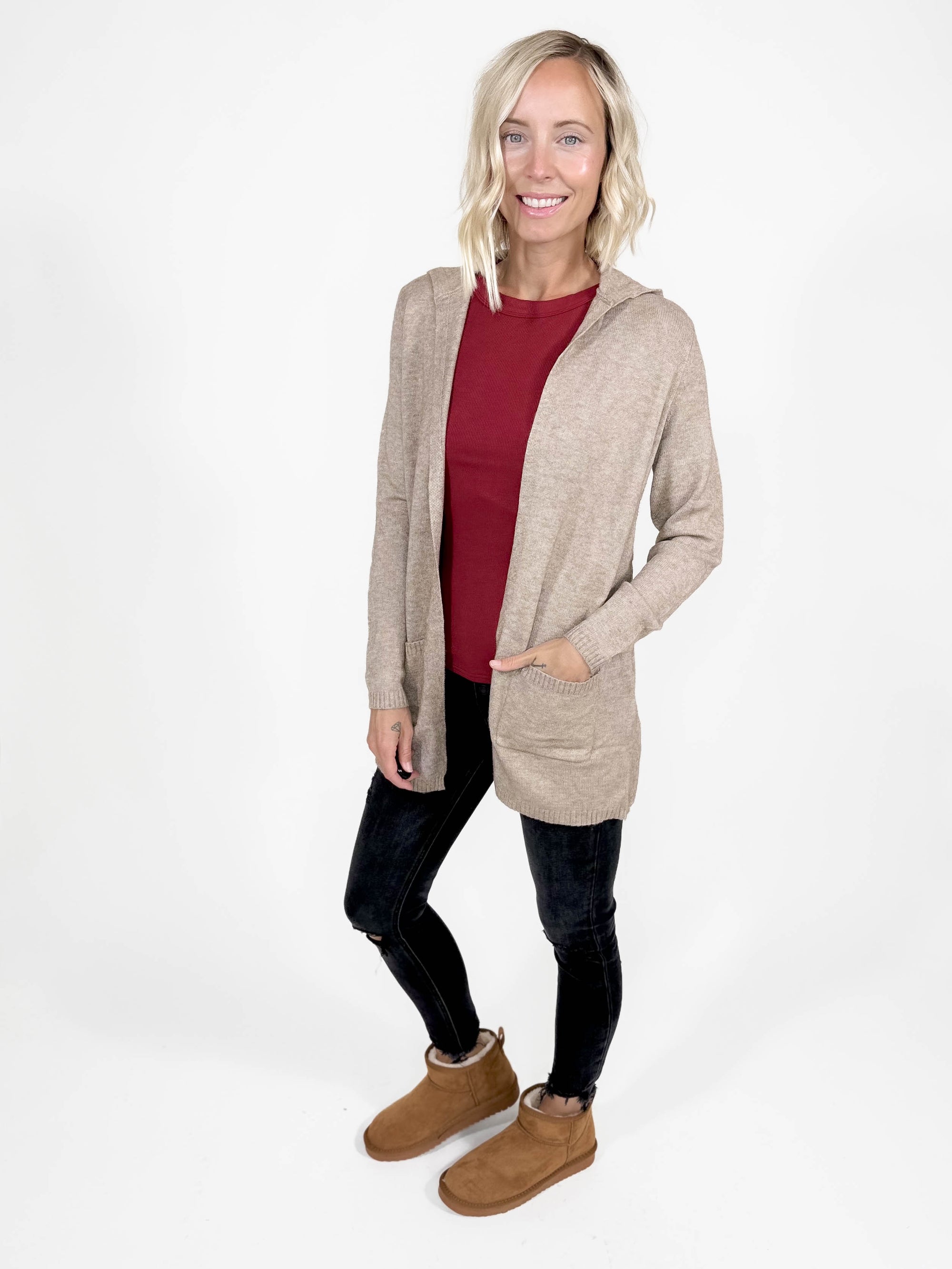 ONLY Lesly Hooded Cardigan- WALNUT MELANGE-FINAL SALE