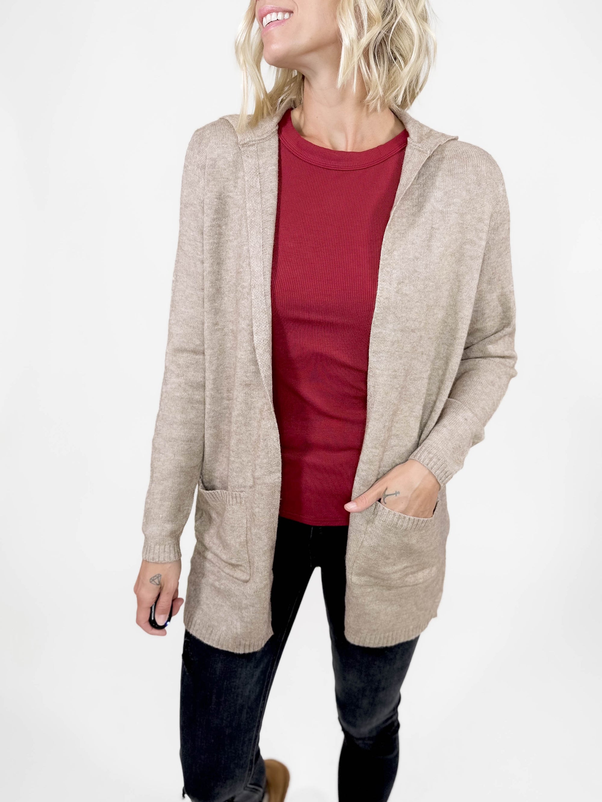 ONLY Lesly Hooded Cardigan- WALNUT MELANGE-FINAL SALE