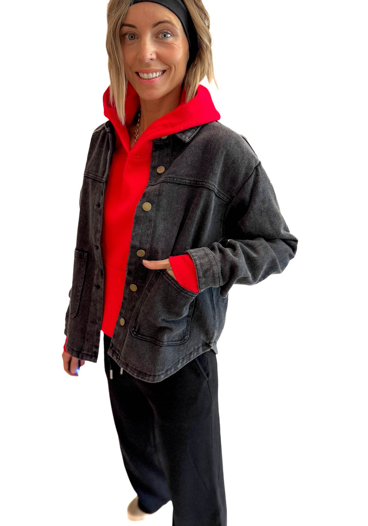 Patina Vintage Denim Jacket- BLACK