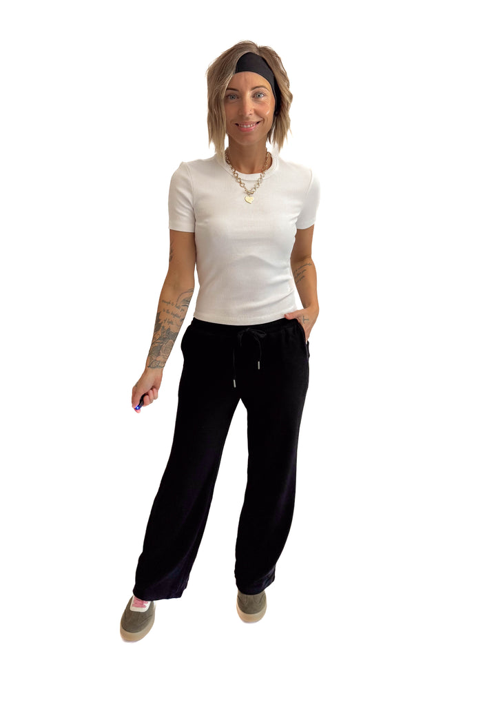 Only Val Cotton Ribbed Tee- BRIGHT WHITE