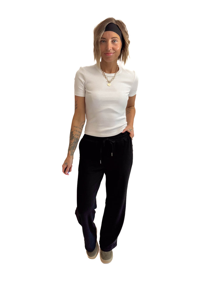 Bliss Brushed Fleece Lounge Pants- BLACK