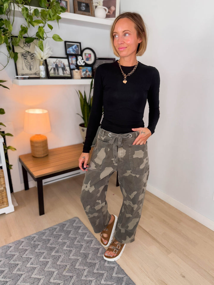 Zellta Camo Tie Waist Barrel Pant