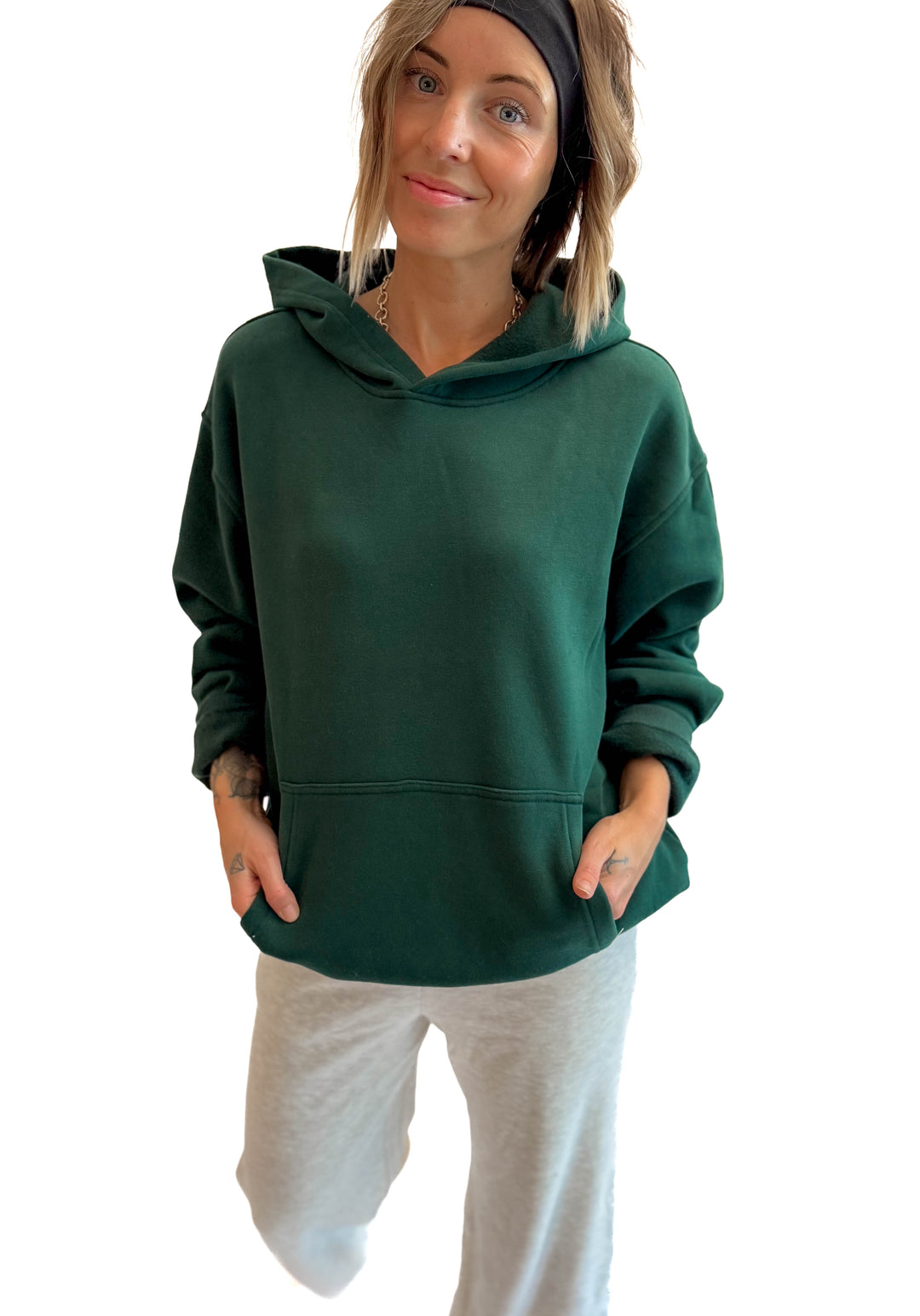 Dami Cloud Fleece Hoodie- HUNTER GREEN