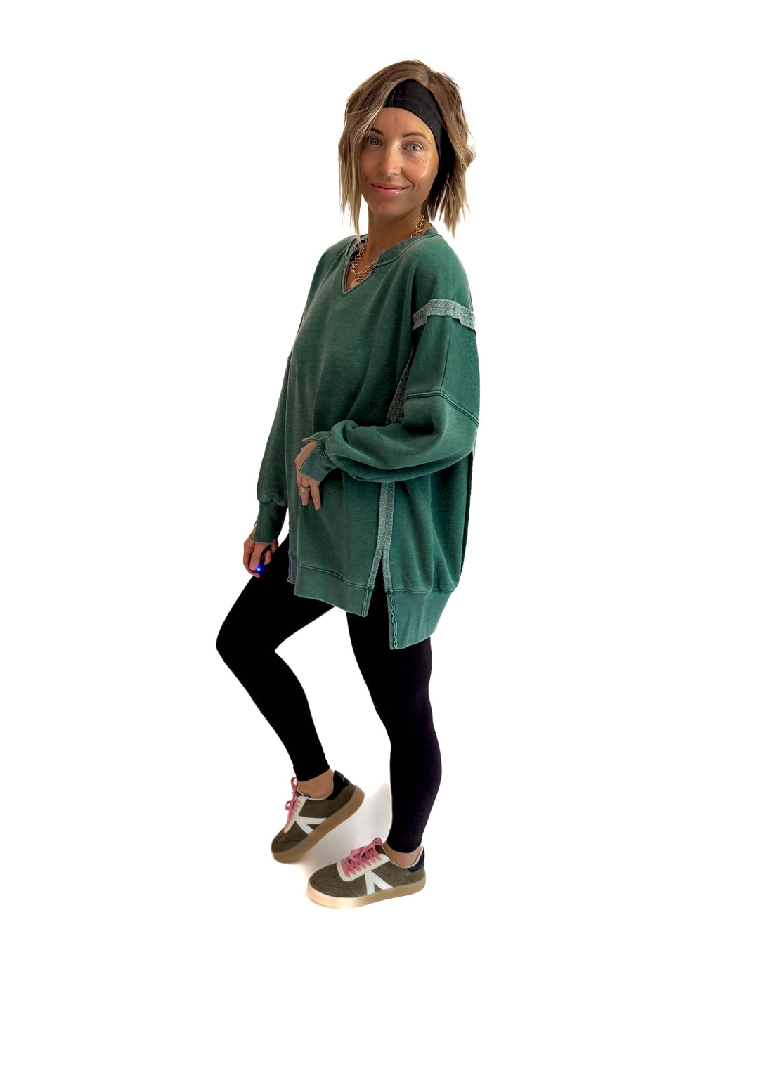 The Comfy Cut Sweatshirt- HUNTER GREEN